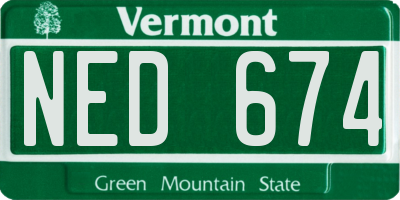 VT license plate NED674