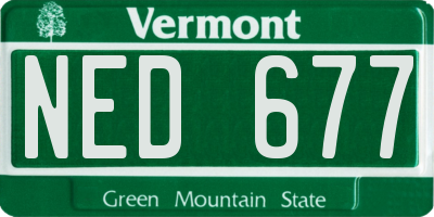 VT license plate NED677