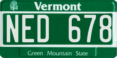 VT license plate NED678