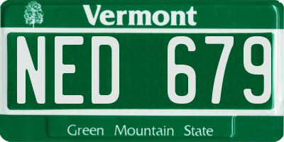 VT license plate NED679