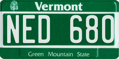 VT license plate NED680