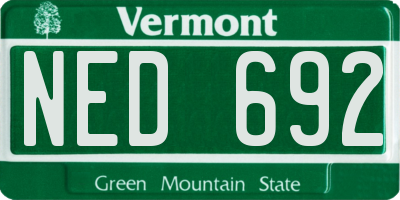 VT license plate NED692