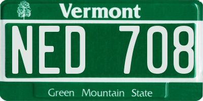 VT license plate NED708