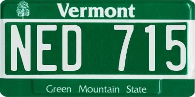 VT license plate NED715