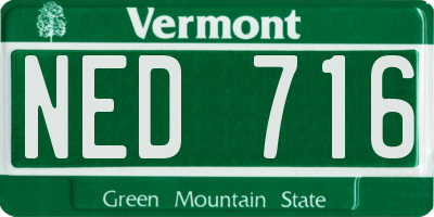 VT license plate NED716