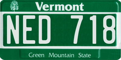 VT license plate NED718