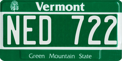 VT license plate NED722