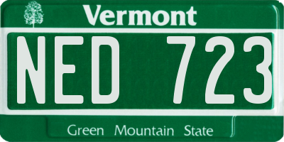 VT license plate NED723