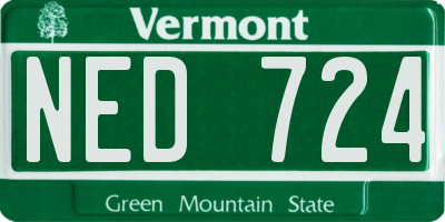 VT license plate NED724