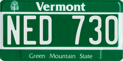 VT license plate NED730