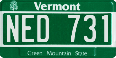 VT license plate NED731