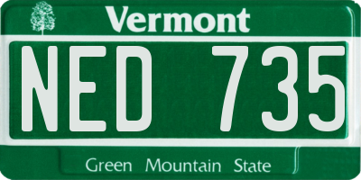 VT license plate NED735