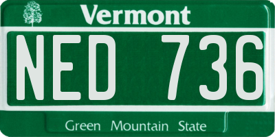 VT license plate NED736