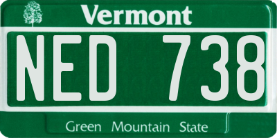 VT license plate NED738