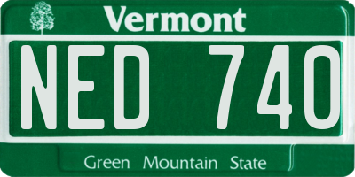 VT license plate NED740