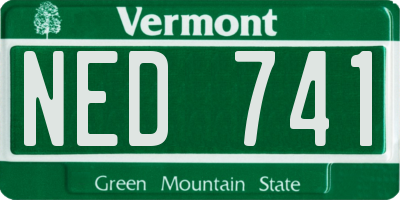VT license plate NED741