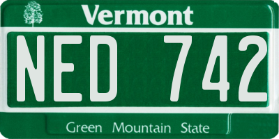VT license plate NED742