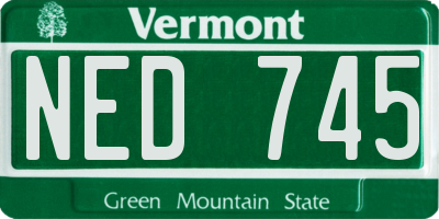 VT license plate NED745