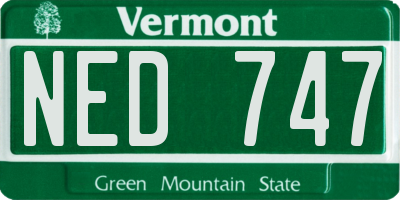 VT license plate NED747