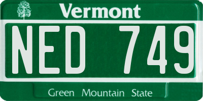 VT license plate NED749
