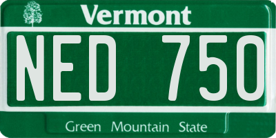 VT license plate NED750