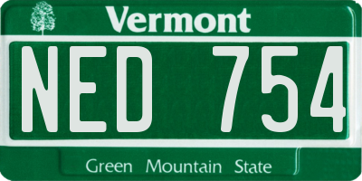VT license plate NED754