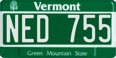 VT license plate NED755