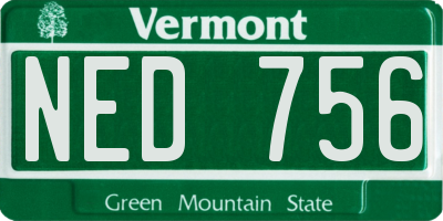 VT license plate NED756