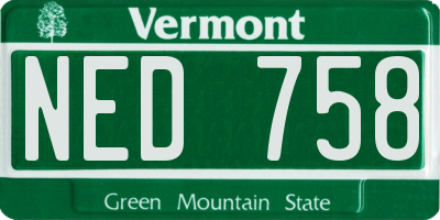 VT license plate NED758