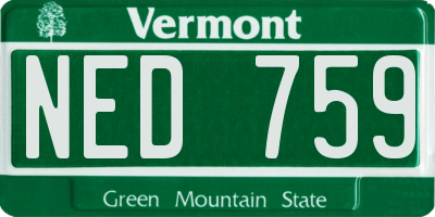 VT license plate NED759
