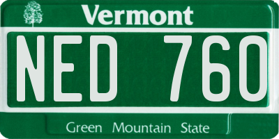 VT license plate NED760