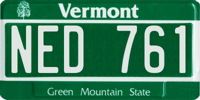 VT license plate NED761