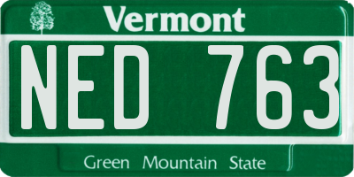 VT license plate NED763