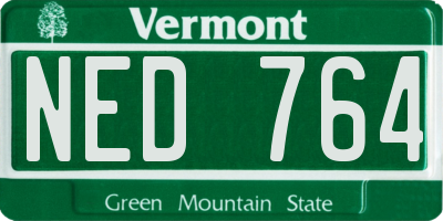 VT license plate NED764