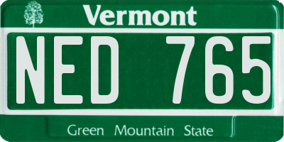 VT license plate NED765