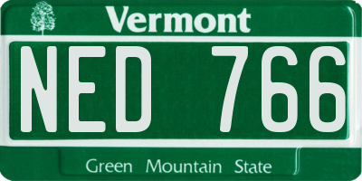 VT license plate NED766