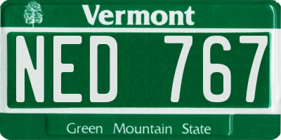VT license plate NED767