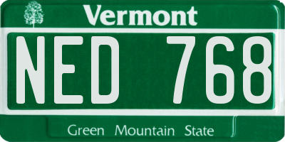 VT license plate NED768