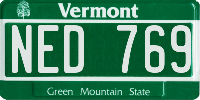 VT license plate NED769