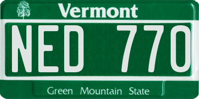 VT license plate NED770