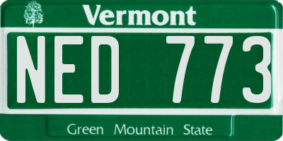 VT license plate NED773
