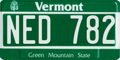 VT license plate NED782