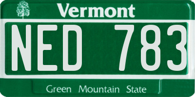 VT license plate NED783