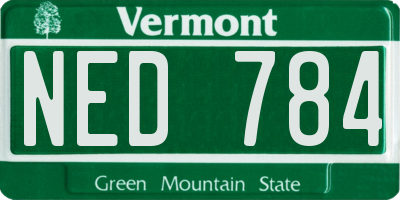 VT license plate NED784
