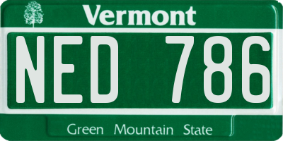 VT license plate NED786