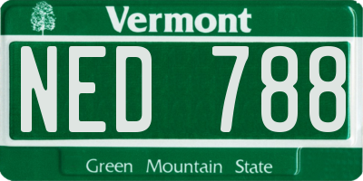 VT license plate NED788