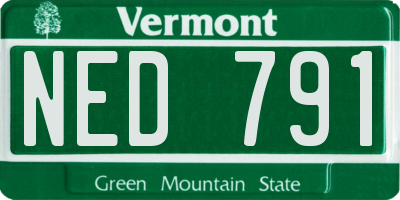 VT license plate NED791