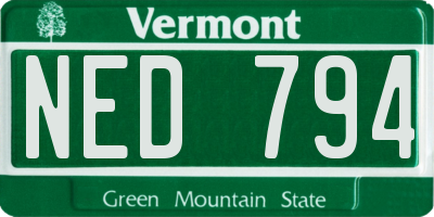 VT license plate NED794