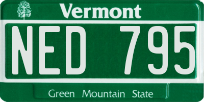 VT license plate NED795