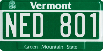 VT license plate NED801